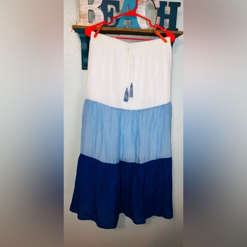🔥NWT🔥 I.N. STUDIO from Macy’s Coastal Boho Chic Tiered Maxi Skirt size LG